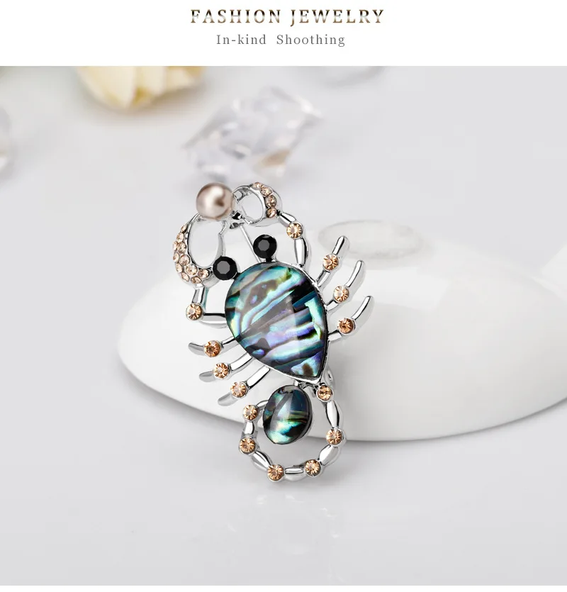 
Amazon Hot seller scorpion Stylish shell insect animal alloy enamel pearl Corsage brooches for ladies women girl gift college 