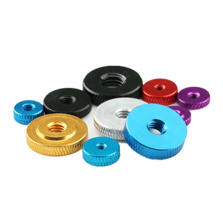 Anodized Aluminum Hand Nut M3 M4 M5 Knurled Thumb Nut  Precision Knurled Aluminum Thin Step Thumb Nut