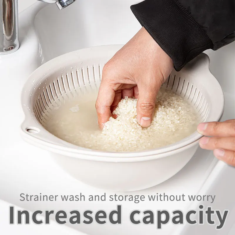 household wash kitchen tool food grade plastic fruit vegetable storage with handle water sieve basin layered drain basket