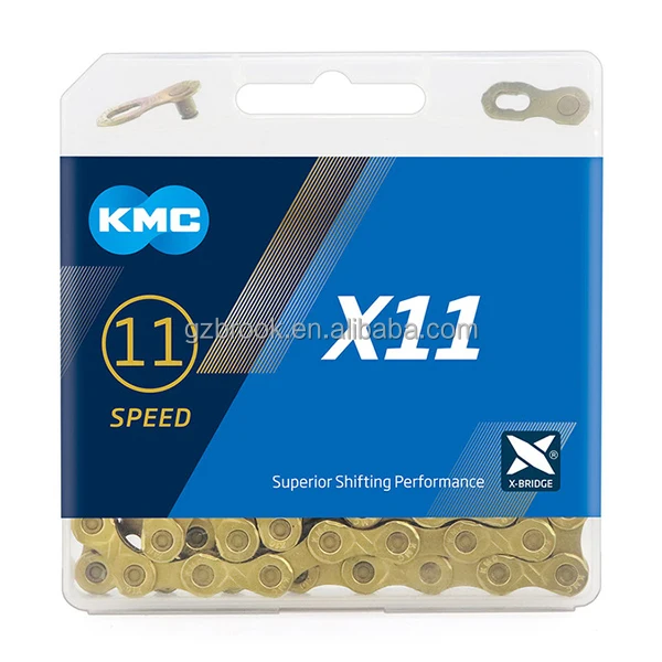
KMC X11 Gold bike chain mtb road bicycle 11 speed 116L chains for Campagnolo Derailleur systems 