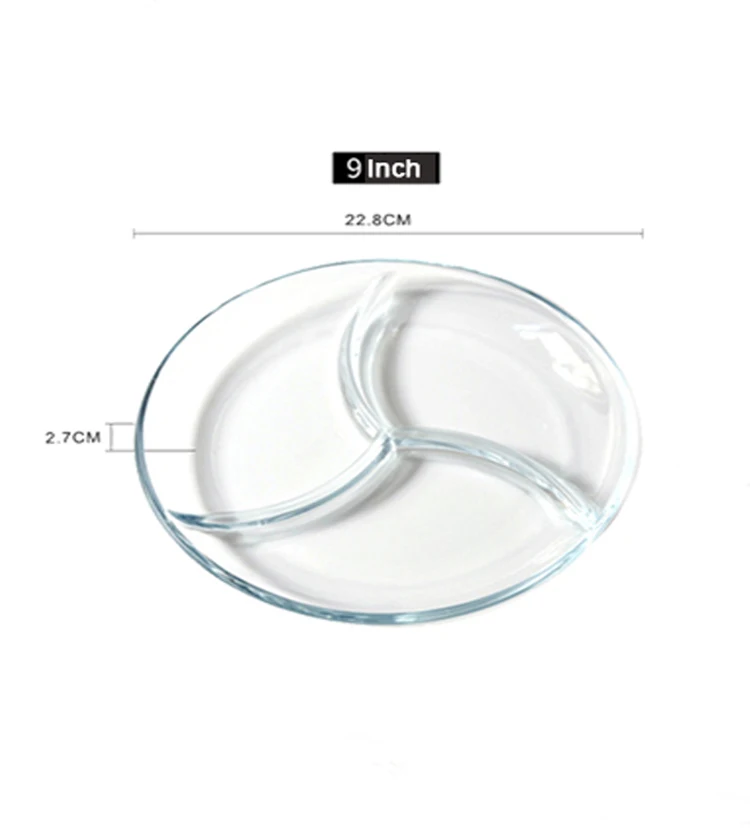 9 inch glass round pie dish with dividers