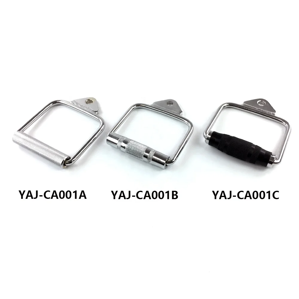 Gym Exercise Cable Machine Attachment Single D Row Extension Chrome Rubber Coated Stirrup Handle