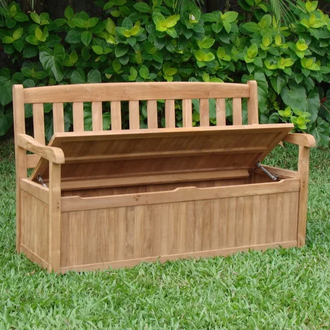 Wooden chair seat custom made garden bench storage high quality outdoor storage bench for park/garden/patio