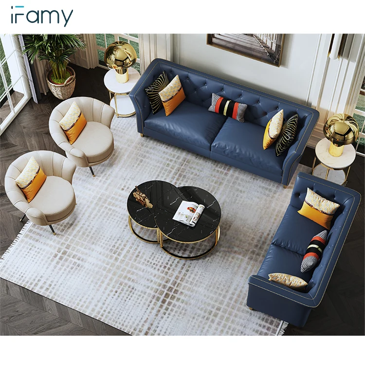 
Big Sale Genuine Leather sofa living room set with customized 