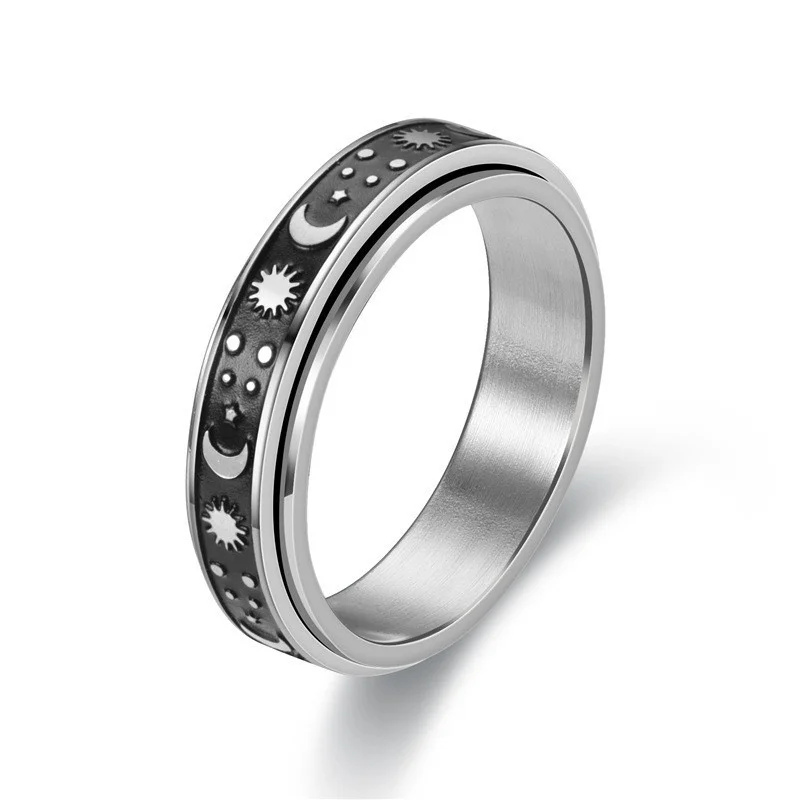 New Simple Rotatable Titanium Stainless Steel Decompression Anti anxiety meditation ring for men and women