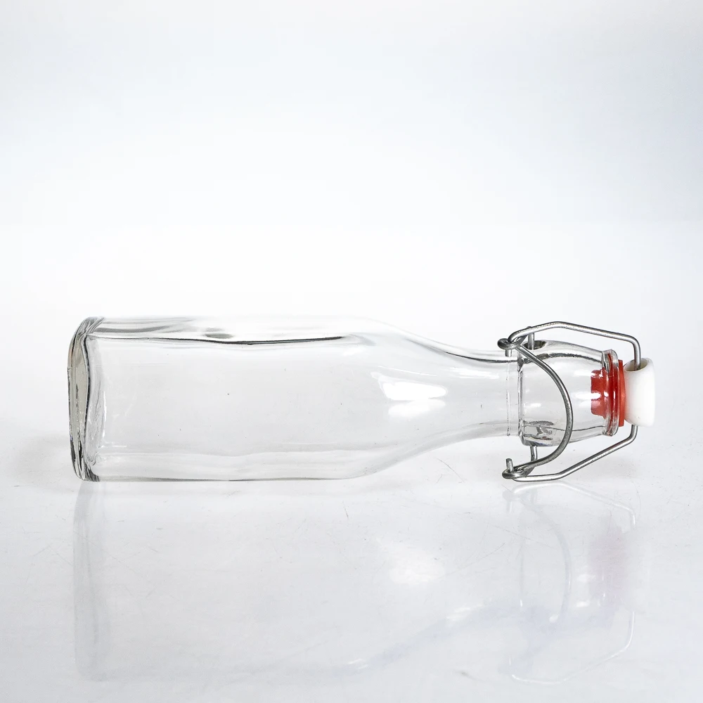 Custom Design Swing Top Liquid Bottle 250ml 500ml 1000ml Beverage Square Glass Beer Bottle