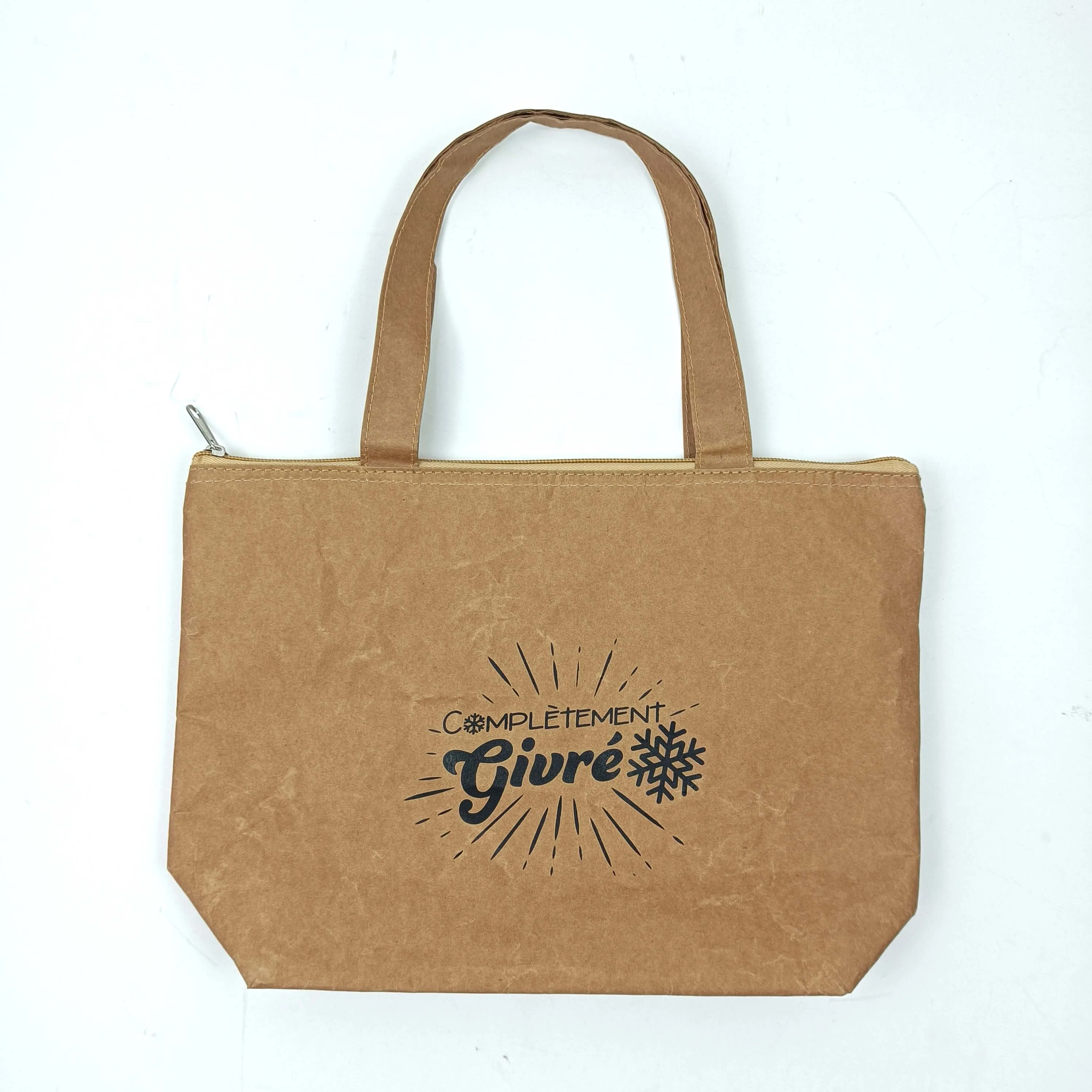 Reusable Eco-friendly kraft paper handbag letter design tote bag Seafood Thermal insulation lunch bag