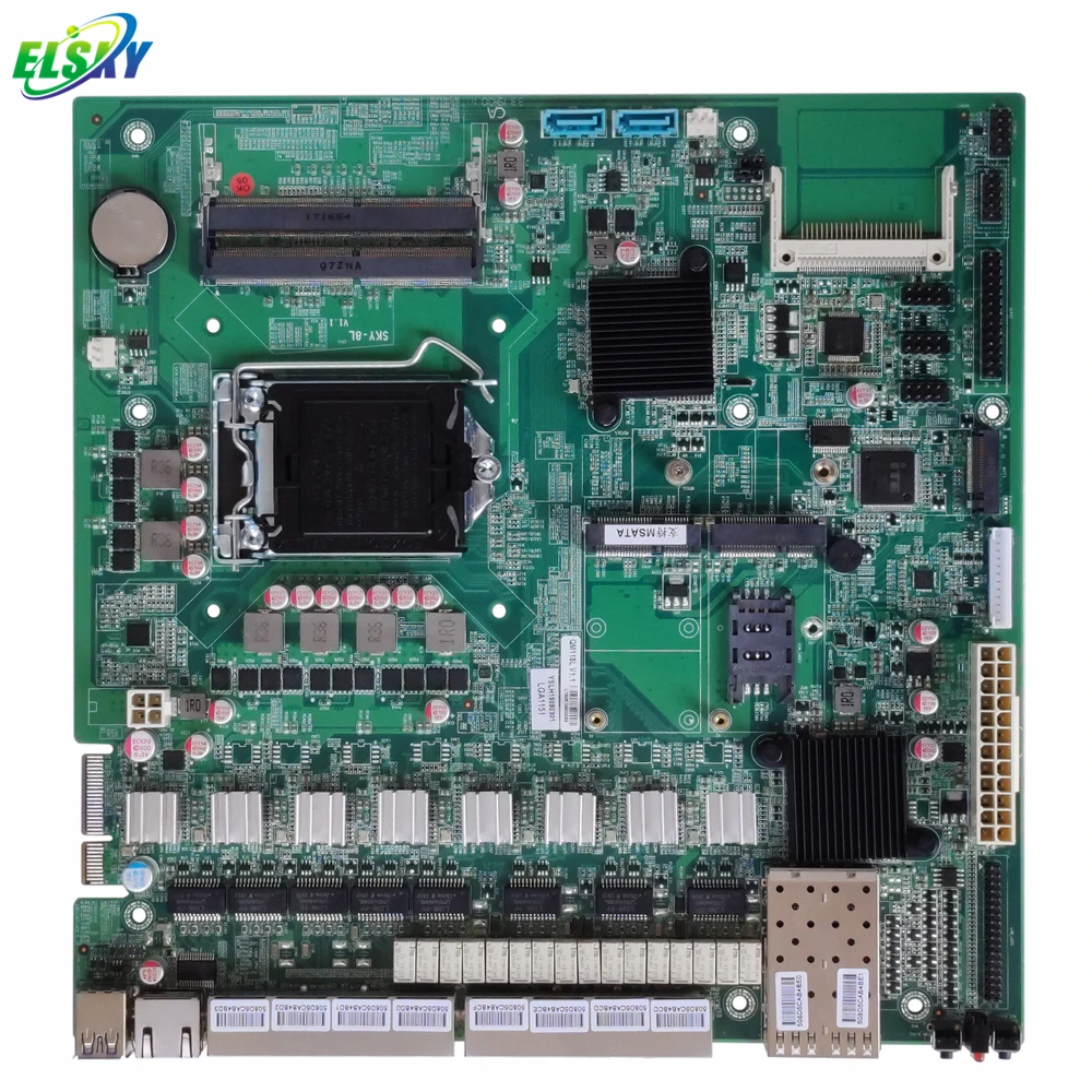  Дешевая материнская плата LGA1151 Socket Core i3/i5/i7 2 * DDR4 32 Гб RAM VGA Gigabit 6LAN 2SFP брандмауэр для сервера маршрутизатора