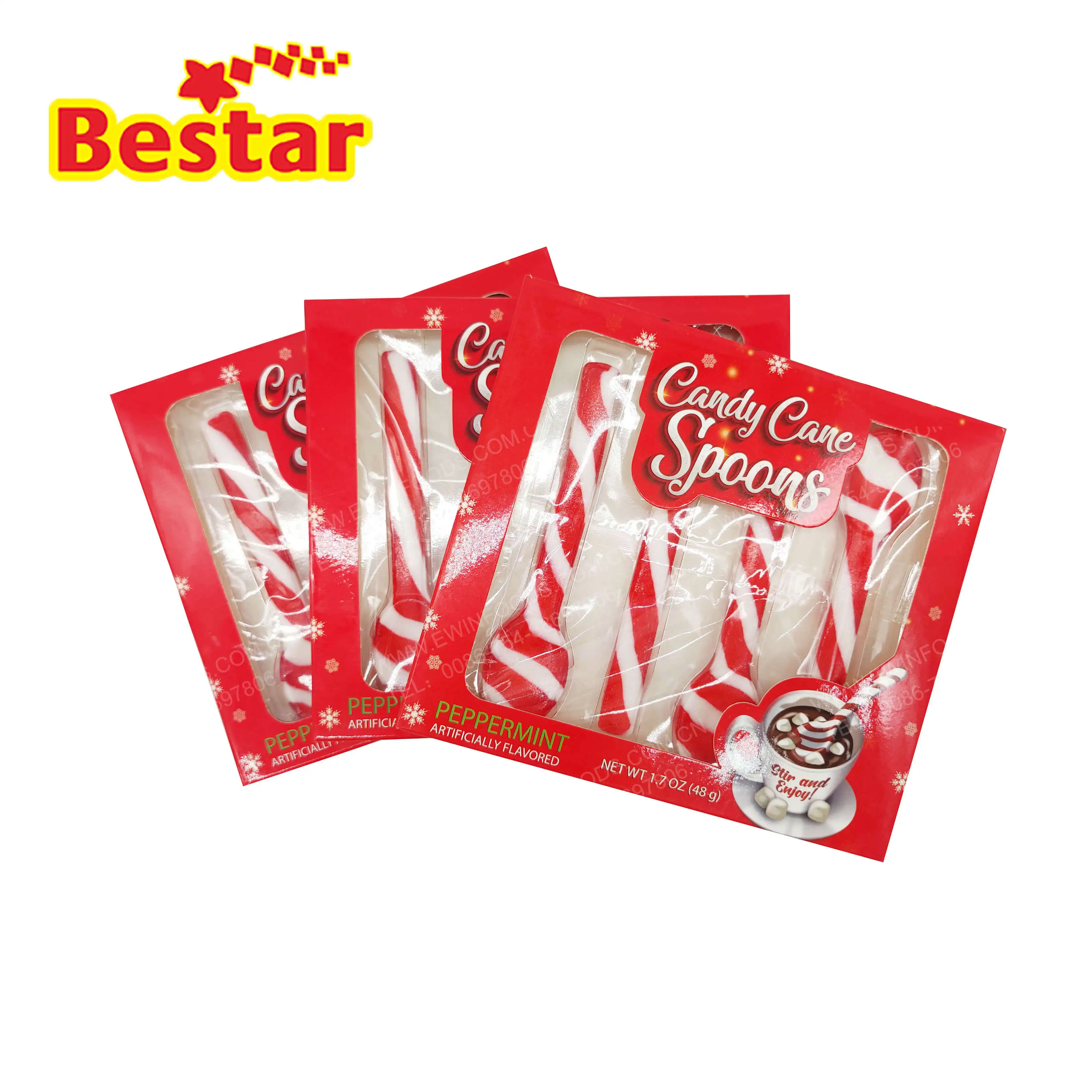 Christmas decoration spoon shape hard candy for sale factory direct candy cane in box peppermint hard candy lollipop