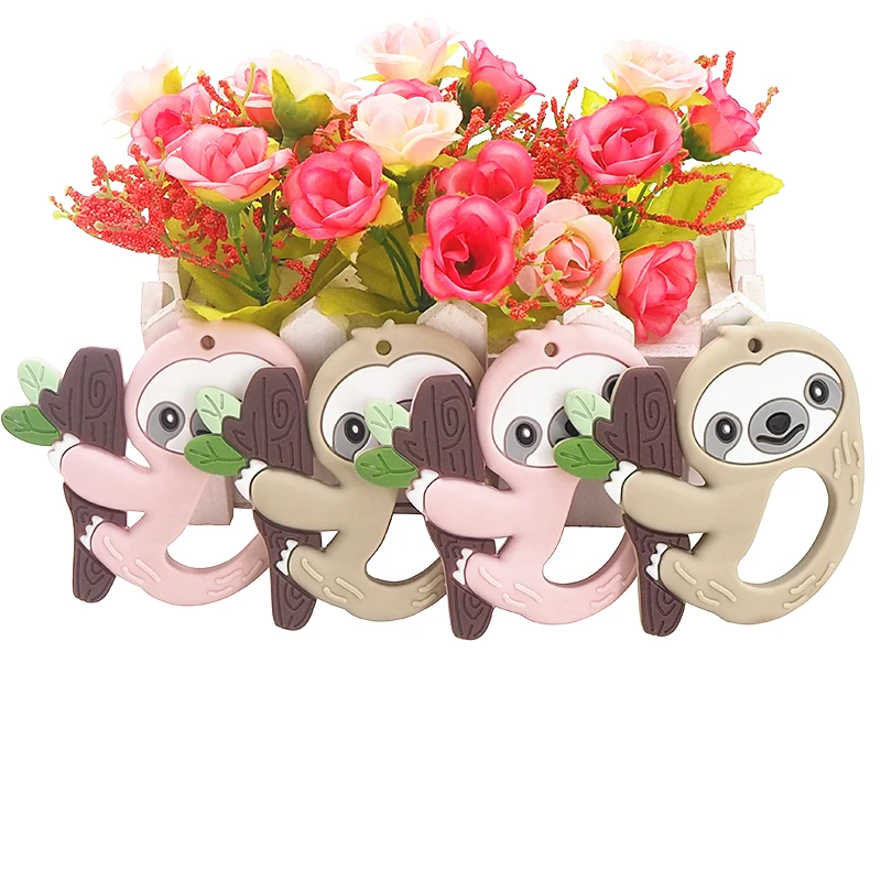 High Quality Neat Bacteria Resistant Accessories Fashion Animal Sloth Shape Baby Silicone Teether