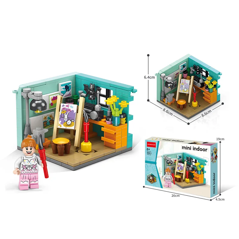 LELE BROTHER 8969 New Mini City Street View Gift Montessori Toys Plastic Unisex Building Block Toy Holiday gifts