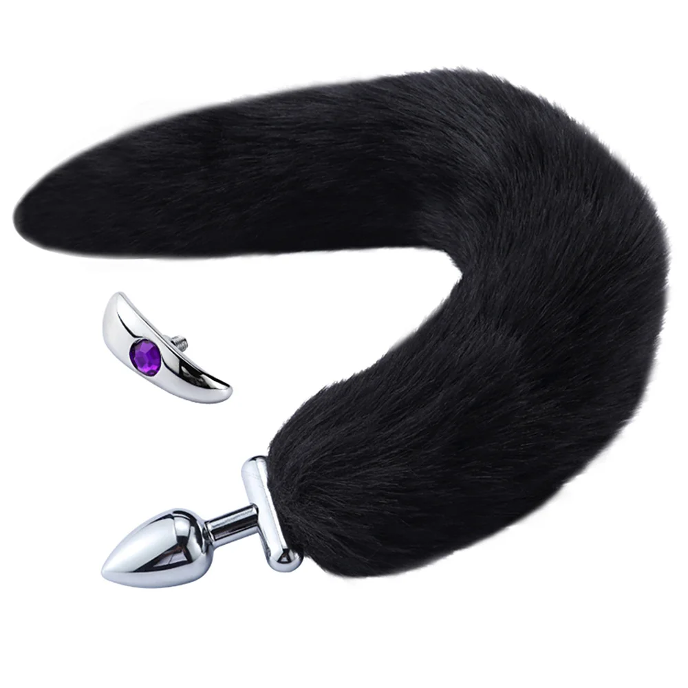 Deformable Replatable Fox Tail Butt Plug for Couples Flirting Cosplay Animal Fox Tail Ears Set No Vibrator Metal Anal Butt Plug