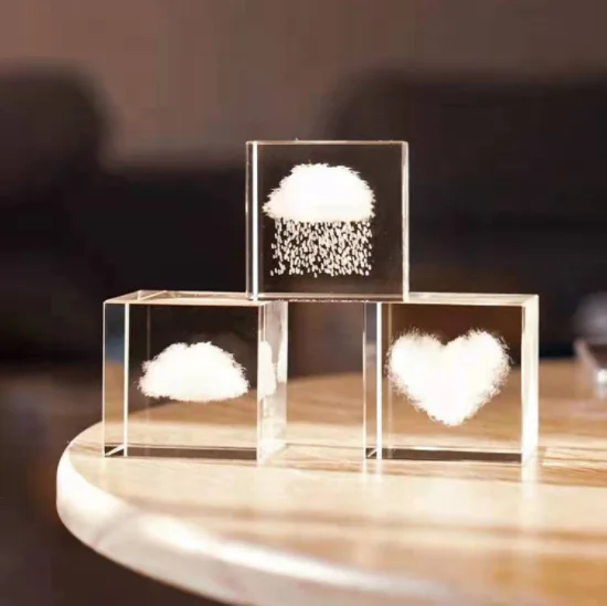 KS-002 top quality crystal cube inside carving Taj Mahal paperweight