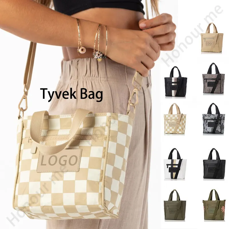 Hot Sale Custom Logo Waterproof Tyvek Bag Eco Durable Large Capacity Tyvek Tote Bag With Zipper Dupont Paper Tyvek Crossbody Bag