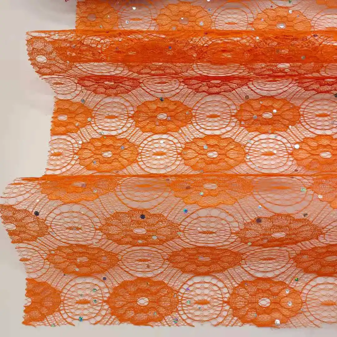 bridal lace fabric 3d lace nigeria african  style sequin net  cord lace fabric