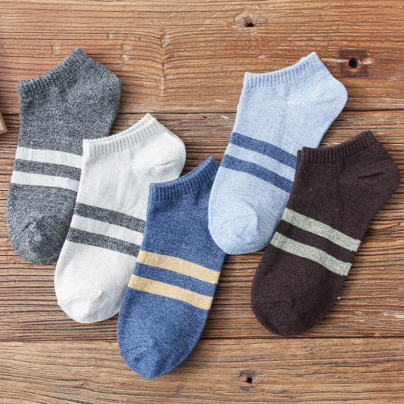 Spring Summer Classic All-match Stripes Short Boat Socks Cotton Sweat-Absorbent Casual Men Socks