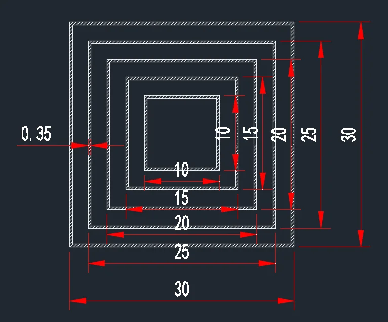 Extrusion Aluminium alloy  profile 6063-T5 thin wall thickness from 0.3-0.6mm  square tube material aluminum
