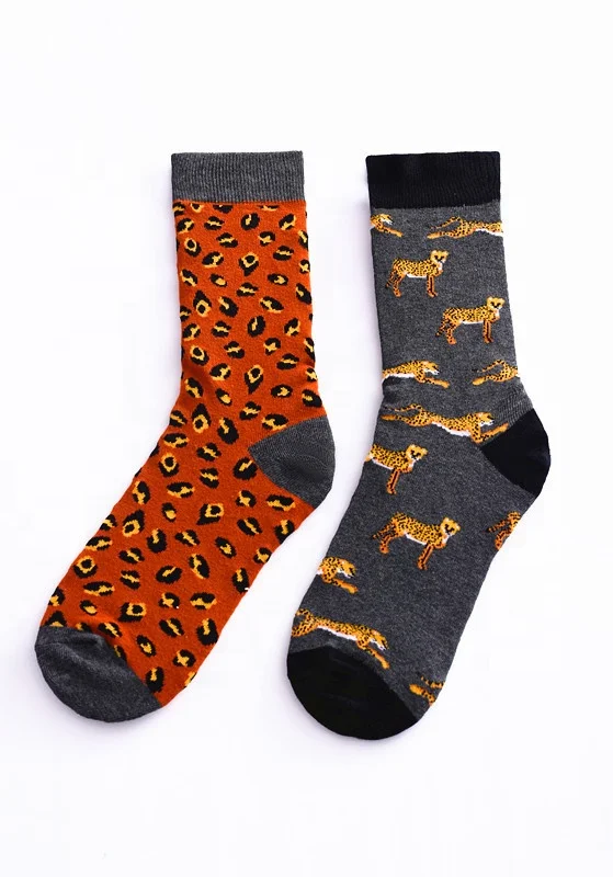 Wholesale Novelty Watermelon Leopard Bee Patterned Socks Men Trendy Cotton Mismatch Socks