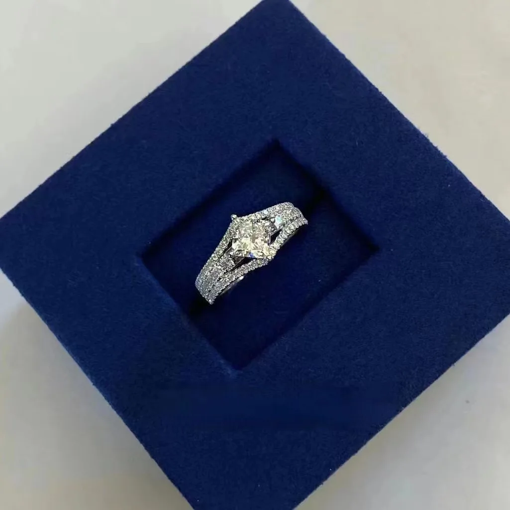Wholesale GRA Princess Cut D color VVS Moissanite 925 Sterling Silver Wedding Engagement Rings for women Jewelry