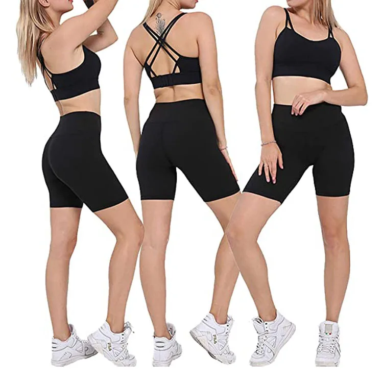 Комплект женских велосипедных шорт, компрессионные шорты для бега в тренажерном зале, комплект для девочек