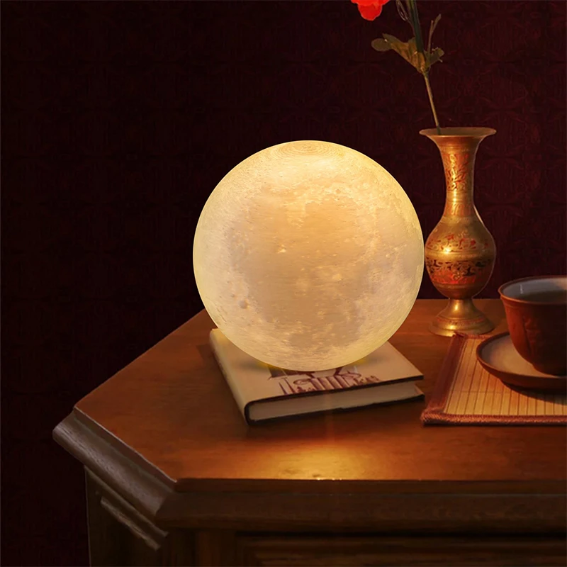 
Amazon hot sale Moon Lighting Night LED 3D Printing Touch Control Brightness USB Charging Moon lamp 