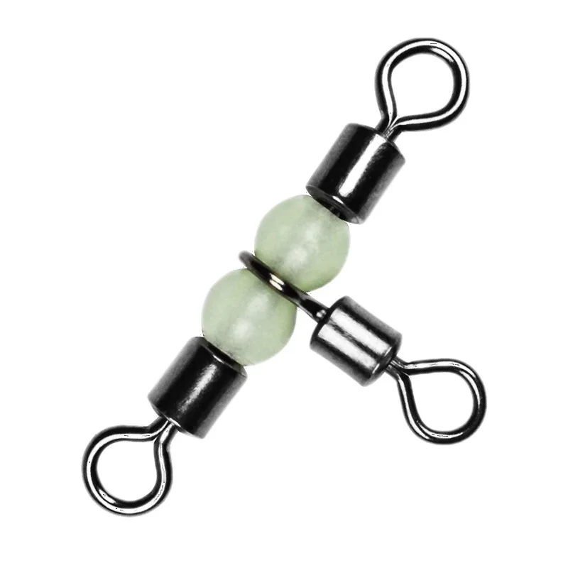 TOPIND HIgh Quality Cross-line Rolling Swivel  Barrel Triple Swivels Style C Fluorescent Beads