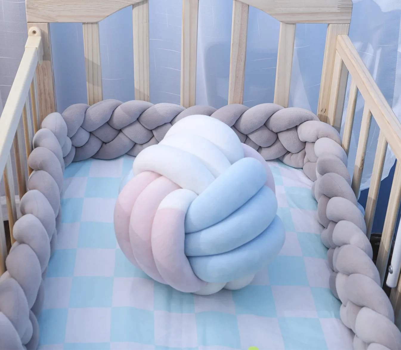 
Manufacturer Direct Sale Knit Baby Bed Ruffle Chunky 100% Cotton Knit Weighted Baby Blanket Protector 