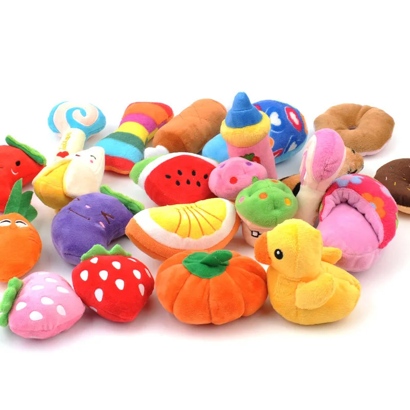 Wholesale pet plush vocal toys chicken leg bone french fries chewing bite resistant teething dog toys
