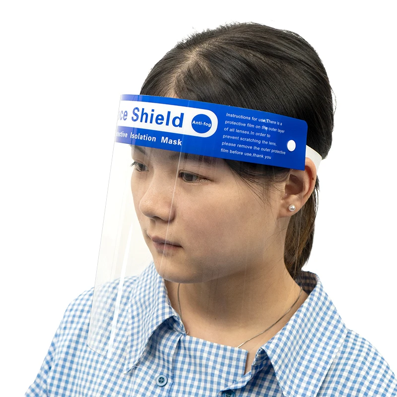 Модный на заказ пластиковый ПЭТ противотуманный цветной полностью прозрачный щит для лица