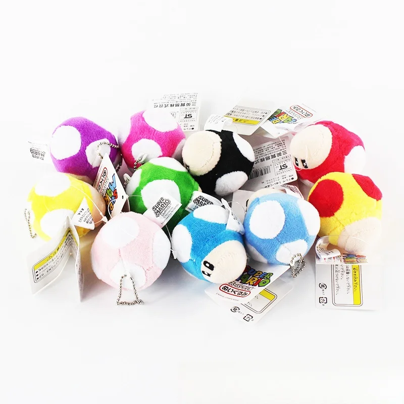 10 Colors Mushroom Plush Keychain SuperMario Plush Toys