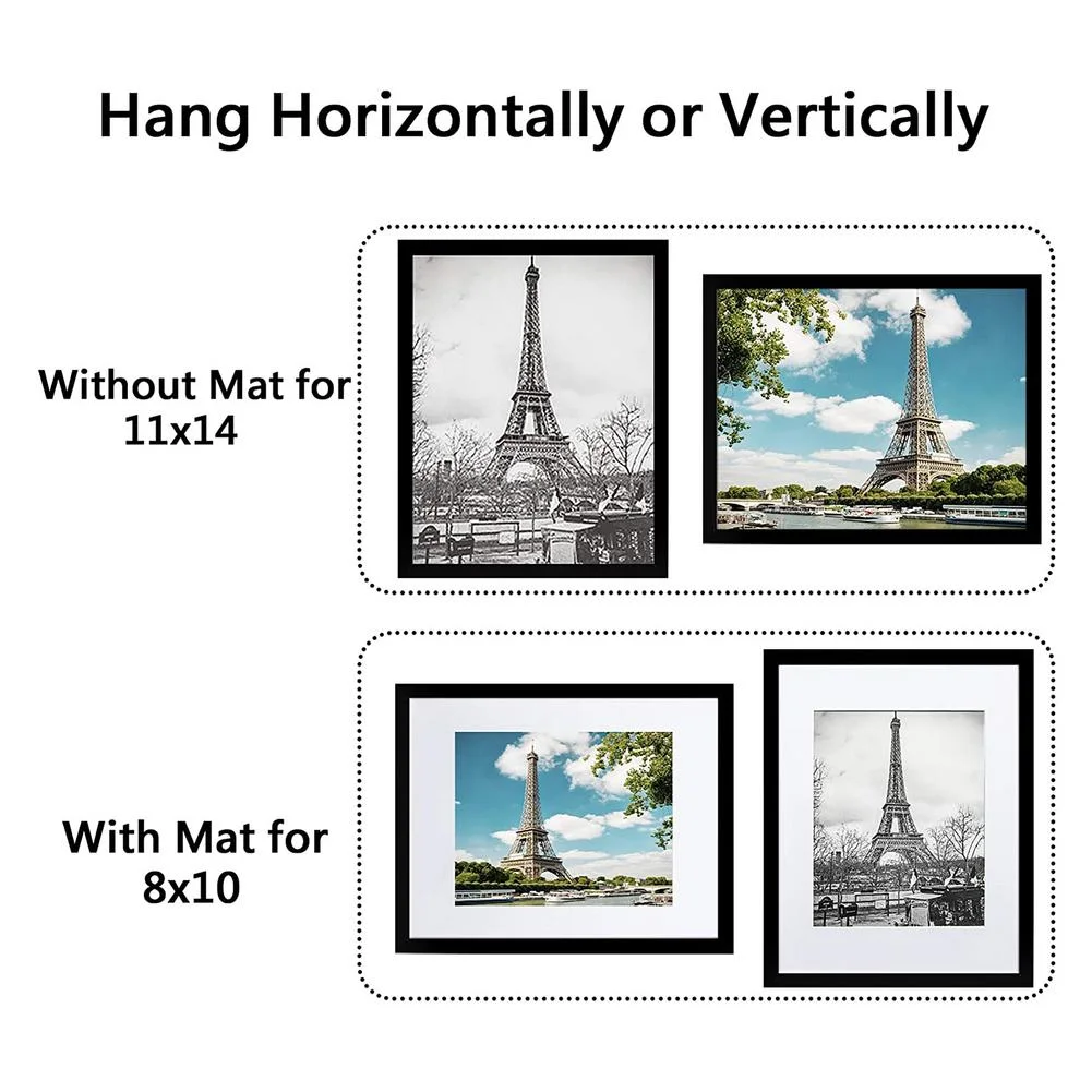 Desk Wall Albums Accessories Decorations Photo Frame with Mat Picture Plastic PVC 5x7 6x8 8x10 11*14 Inches Black White Sl