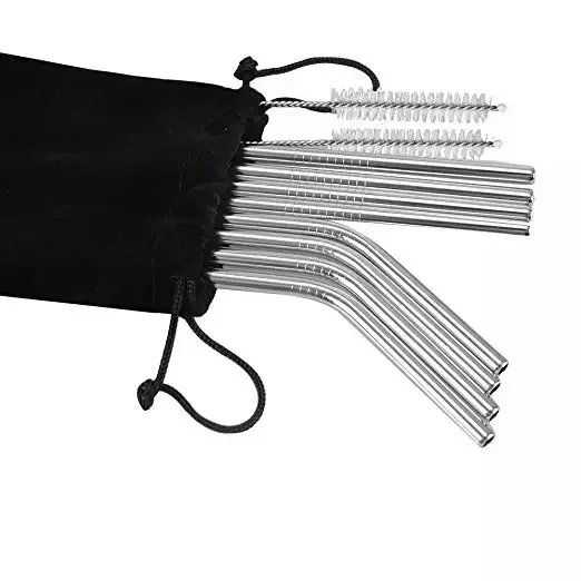 Set of 10 Stainless Steel Straws, Straight Reusable Drinking Straws for 30 oz Tumbler and 20 oz Tumbler