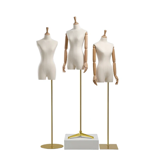 Hot sale plastic full body big bust manikin skin color female headless mannequin for clothes display
