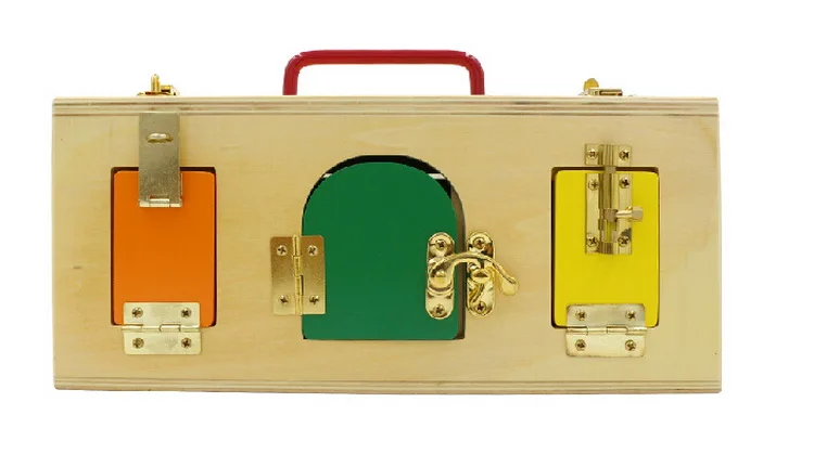 STEM Montessori Resources Wooden Educational Toys Kids Learning Game 10 Locks Busy Board Box