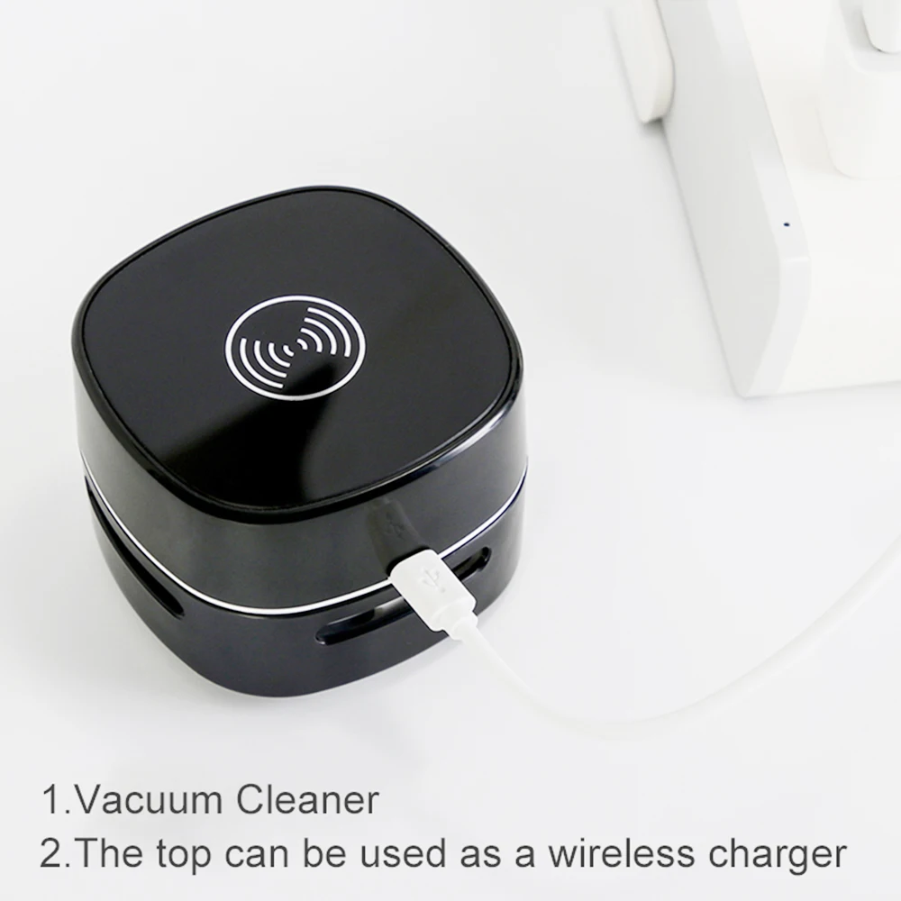 Mini Desktop Vacuum Cleaner with Wireless Charger Portable Sweeping Robot USB Rechargeable for Students
