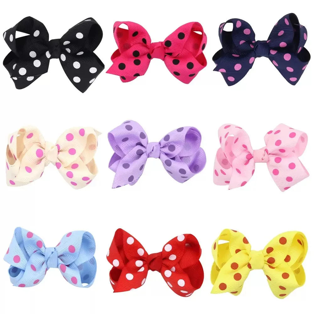 Wholesale hot selling baby Girls hair accessories cute Hair Clip Wave point 7.5cm  Hair Bow clips