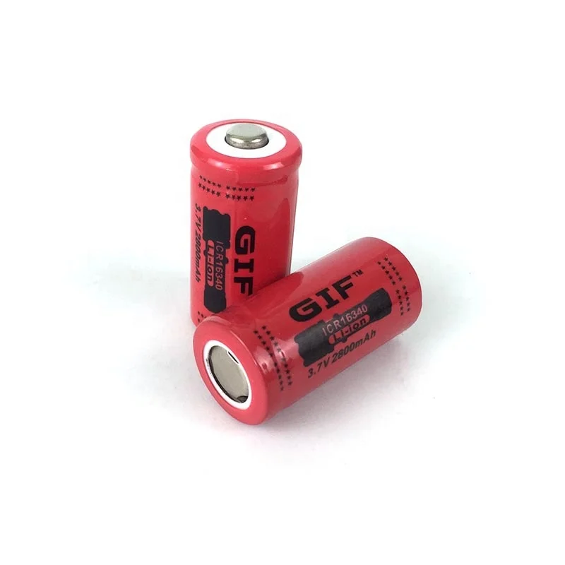 GIF Red 2800mah 16340 Lithium Battery 3.7V Cr123 Cr17335 Cr17345 16340 Dry Primary Battery for Camera