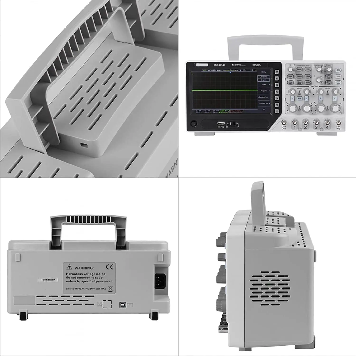 Dso4254c,250 МГц полоса пропускания 7 дюймов Tft ЖК-дисплей 4 канальный цифровой осциллограф