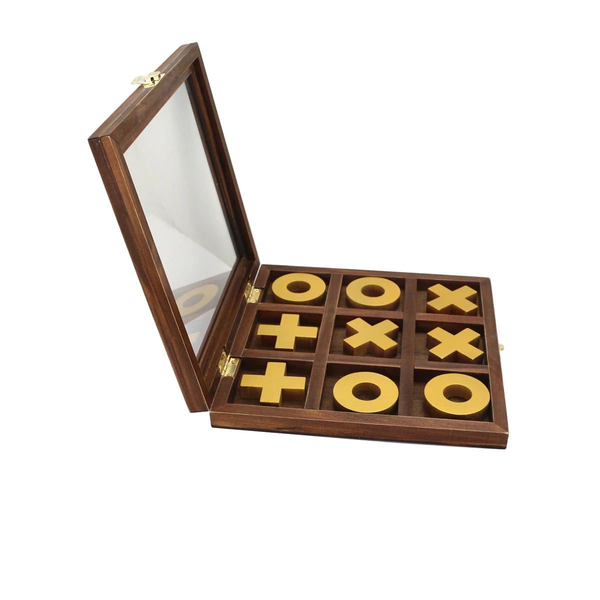 Foldable Educational Toys Travel Set Custom Wooden Board Games XO game Tic Tac Toe Game Set