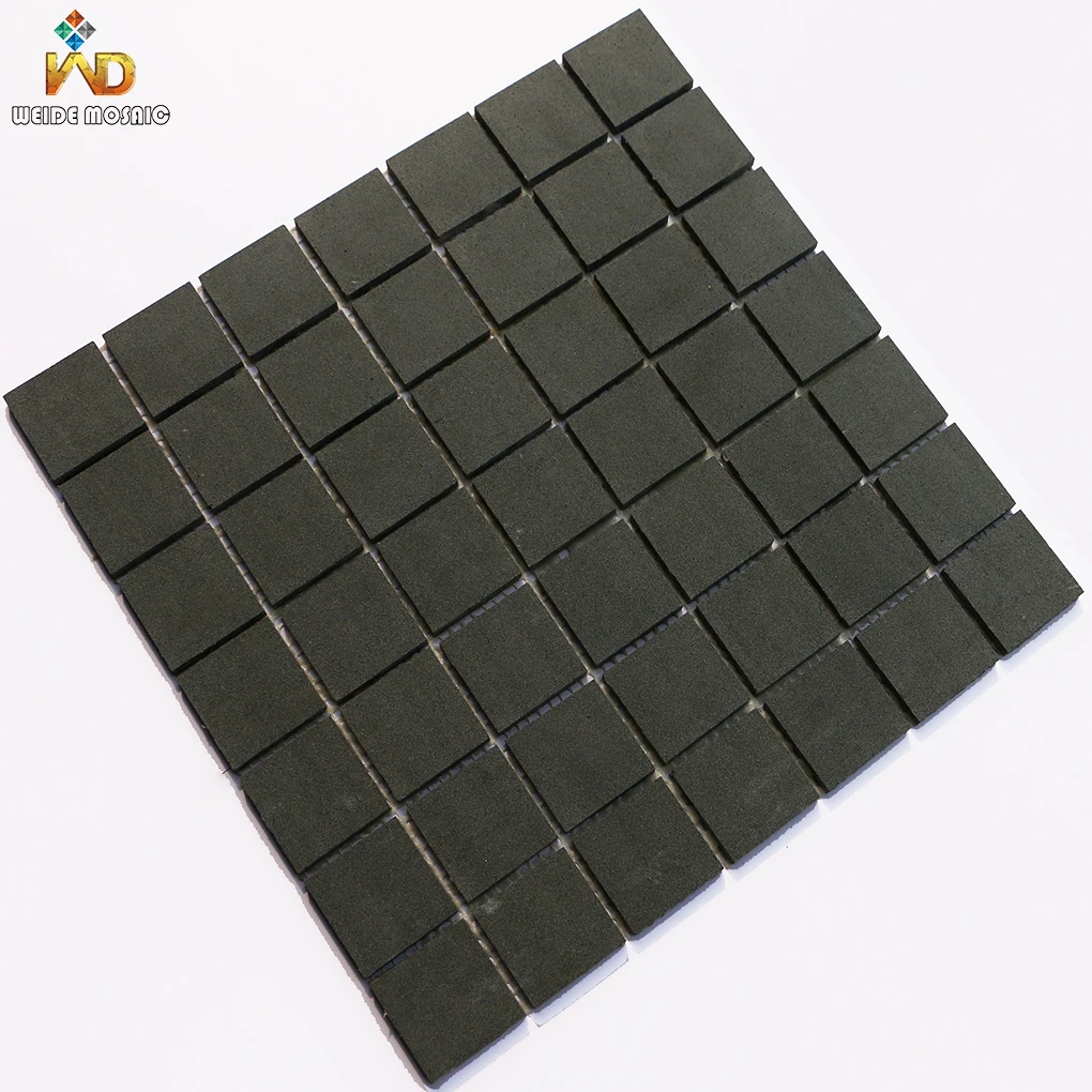 Vintage Style Basalt Mosaic Tiles Modern Design Square Black Wall and Floor Tiles for Bathroom for Room Decoration