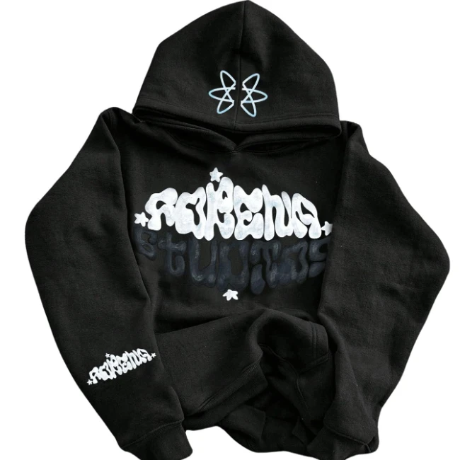 Chinese Clothing Manufacturers Loose Fit 100% Cotton Terry Fabric Custom Puff Printing 500gsm Hoodie