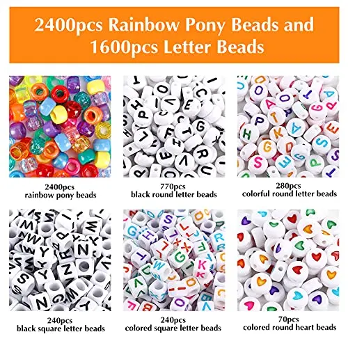 New Arrival 4000 Pcs Diy Jewelry Making Large Hole Pony Beads 6*9mm Flat Round Loose Rainbow Colors Pony Beads for Children