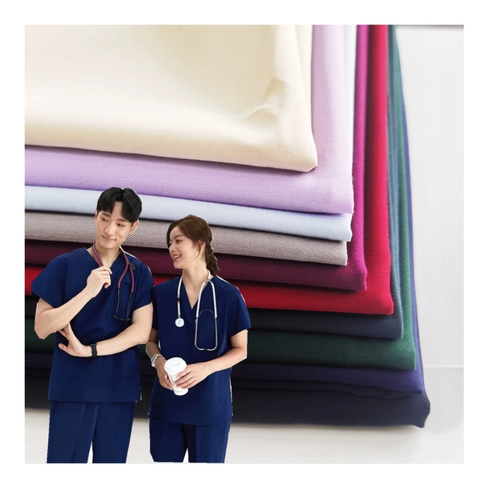 Wholesale TR 4 way stretch fabric for scrubs 72% polyester 21% rayon 7% spandex medical fabric