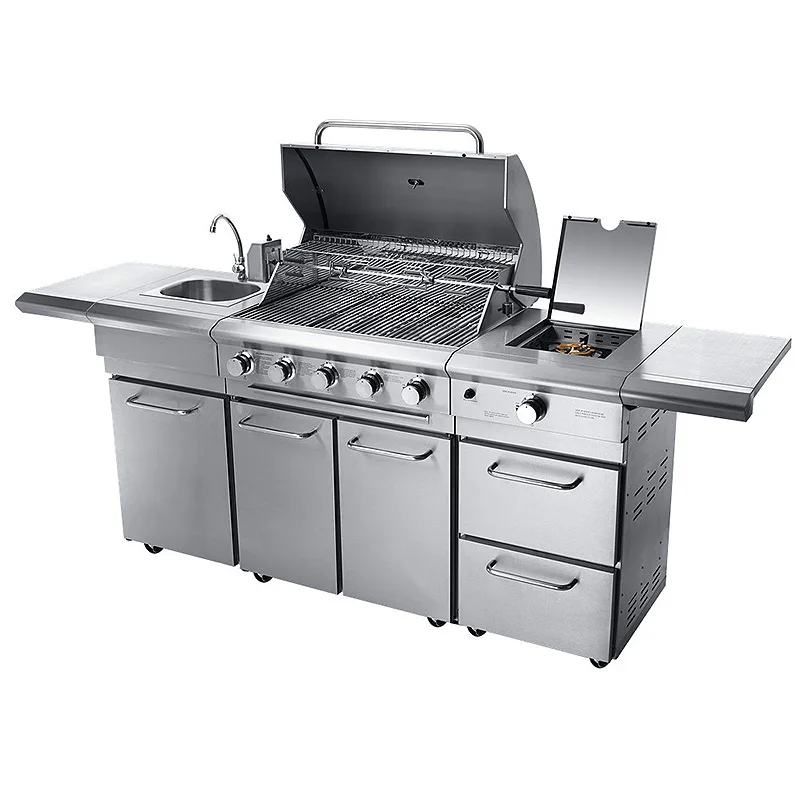 2024 Outdoor Kitchen BBQ Island Courtyard Style Stainless Steel  Kitchen  Barbecue gas Grills