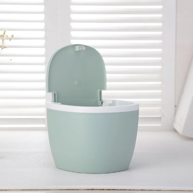 Modern Plastic Mini Trash Can with Lid - Wastebasket for Bathroom Vanity  Desktop Tabletop or Coffee Table