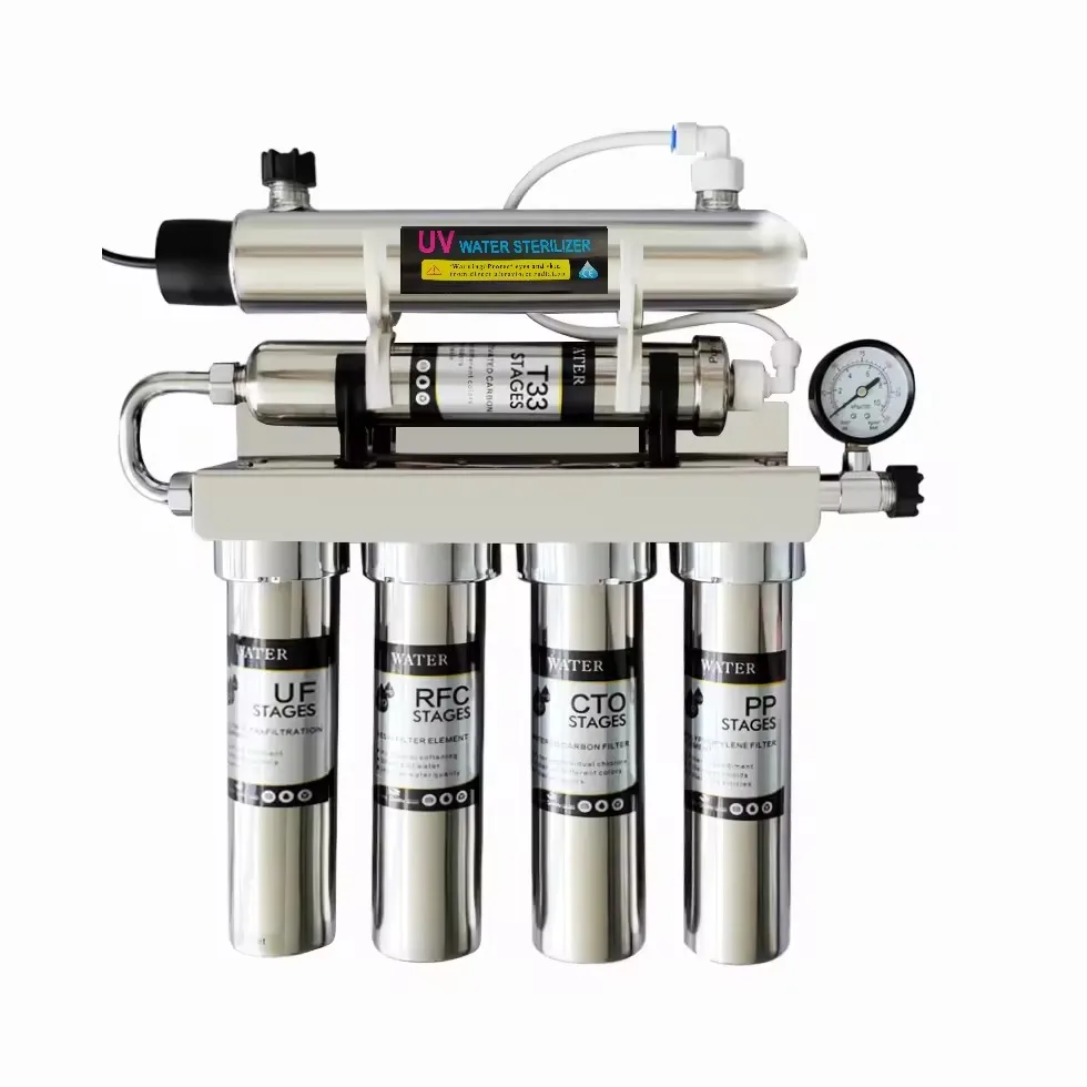 5 stages UF water filtr+ UV  home drinking uv kitchen under sink sediment stainless steel house tap water filtering machine