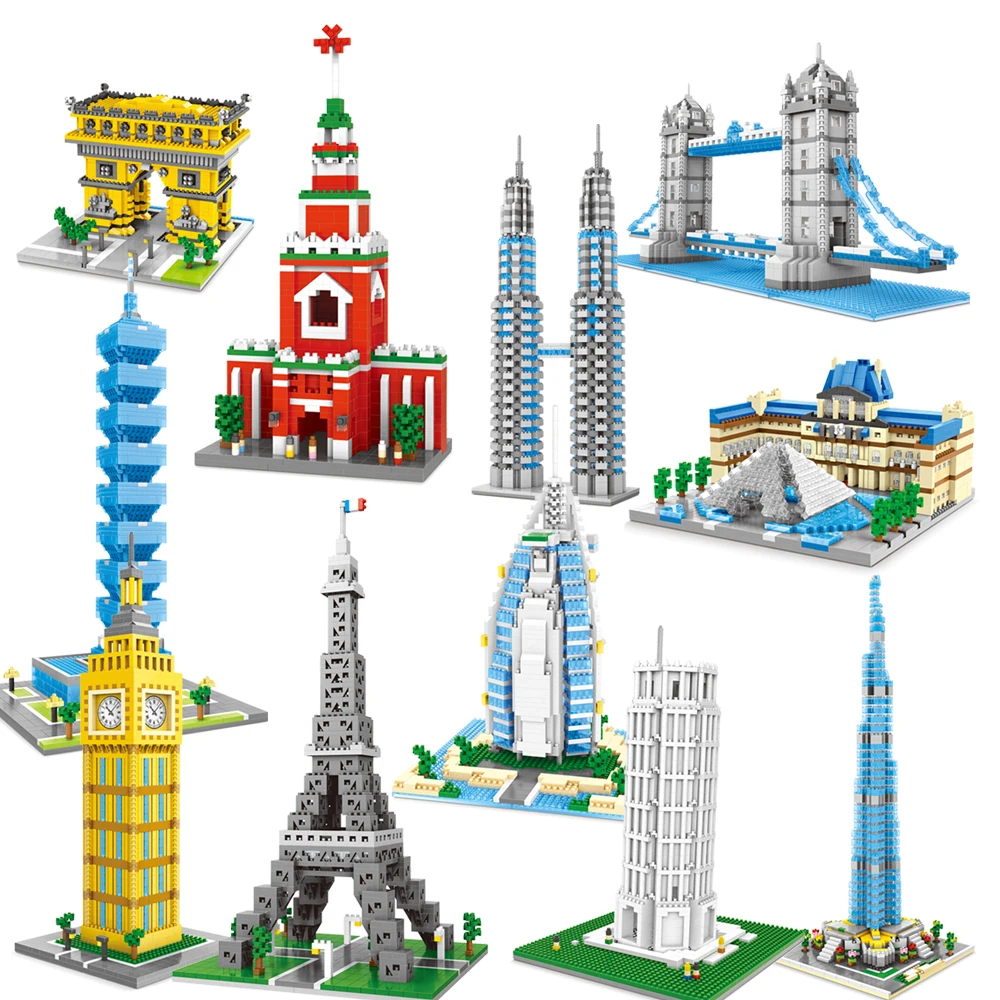DIY intelligent educational world architecture micro brick building block