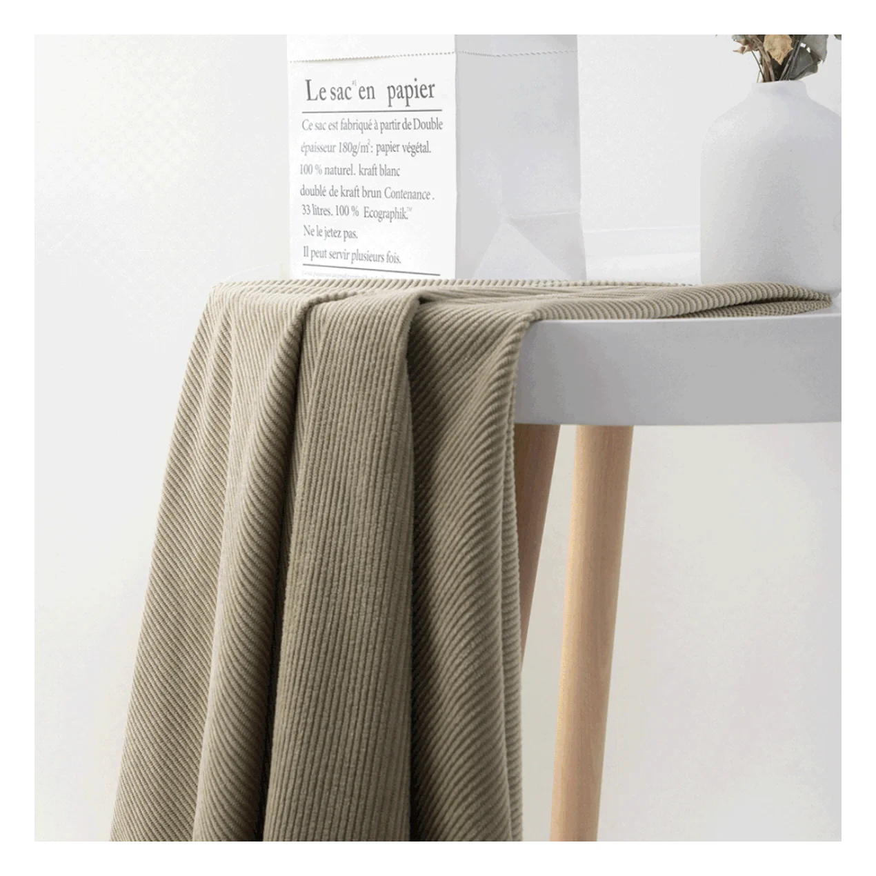 High quality flock velvet fabric wide wale polyester corduroy fabric for clothes