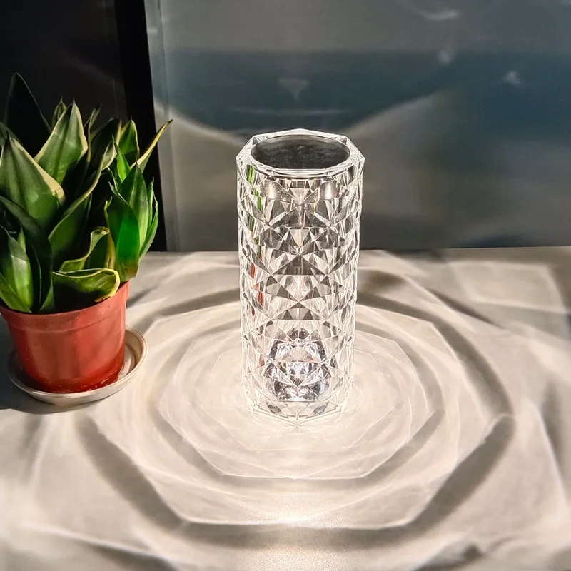 Amazon Dropshipping Modern Touch Switch Acrylic Night Light Rose Crystal Table Lamp Light