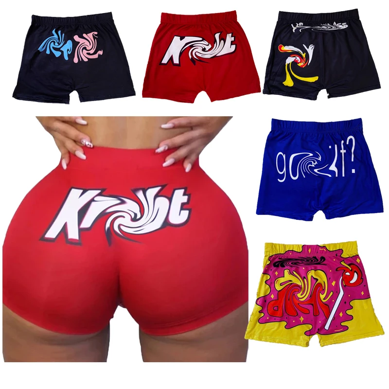 Wholesale Cheapest  Plus Size Boxer Shorts Women Gym Shorts  Para Mujer  Candy Sets Snickers Summer Shorts